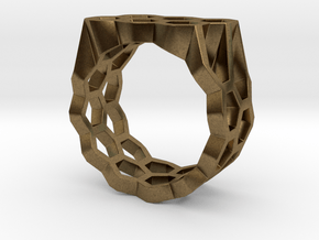 Double Hex Ring, Flat Top, Size 7 in Natural Bronze