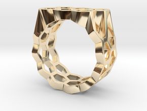 Double Hex Ring, Flat Top, Size 7 in 14K Yellow Gold