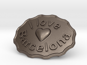 I Love Barcelona in Polished Bronzed Silver Steel