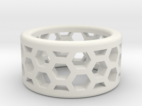 Straight Edge Honeycomb Ring in White Natural Versatile Plastic: 4.5 / 47.75
