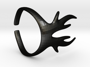 Deer Horns Ring in Matte Black Steel