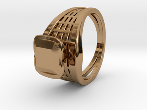 Square Gem Twin Ring in Polished Brass
