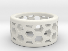 Straight Edge Honeycomb Ring Sizes 7 - 9.5 in White Natural Versatile Plastic: 7 / 54