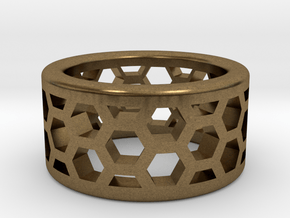 Straight Edge Honeycomb Ring Sizes 7 - 9.5 in Natural Bronze: 7 / 54