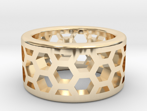 Straight Edge Honeycomb Ring Sizes 7 - 9.5 in 14K Yellow Gold: 7 / 54