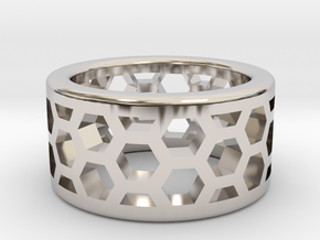 Straight Edge Honeycomb Ring Sizes 7 - 9.5 in Platinum: 7 / 54