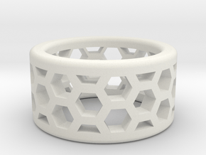 Straight Edge Honeycomb Ring Sizes 10 - 13 in White Natural Versatile Plastic: 10 / 61.5