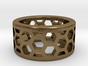 Straight Edge Honeycomb Ring Sizes 10 - 13 in Natural Bronze: 10 / 61.5