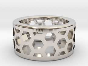 Straight Edge Honeycomb Ring Sizes 10 - 13 in Platinum: 10 / 61.5