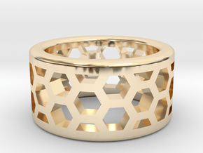 Straight Edge Honeycomb Ring Sizes 10 - 13 in 14k Gold Plated Brass: 10 / 61.5