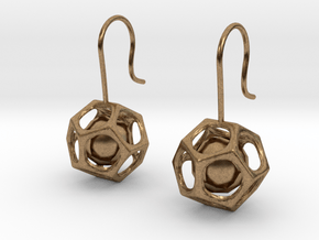 Dodecahedron earrings in Natural Brass (Interlocking Parts)