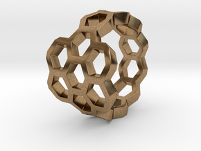 Hex Flower Ring in Natural Brass: 4 / 46.5