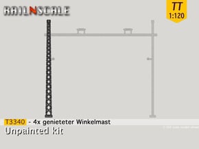 4x genieteter Winkelmast (Epoche I - TT 1:120) in Smooth Fine Detail Plastic