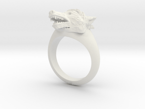 wolf Ring in White Natural Versatile Plastic: Medium