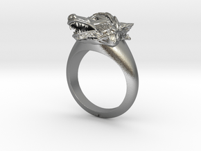 wolf Ring in Natural Silver: Medium
