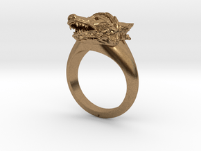 wolf Ring in Natural Brass: Medium