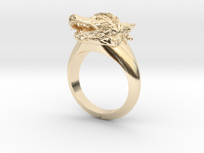wolf Ring in 14k Gold Plated Brass: Medium