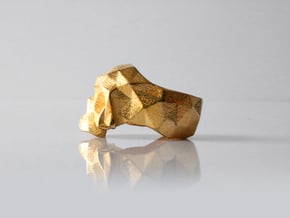 HAROW-SKULL-RING / Size - M in Polished Gold Steel