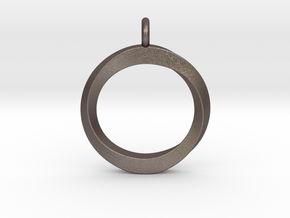 Twisting Loop Pendant in Polished Bronzed Silver Steel