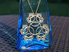 Fractal Blossom Pendant in Natural Brass