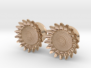Sunflower 5/8" ear plugs 16mm in 14k Rose Gold Plated Brass