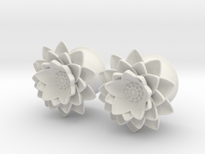 Lotus flower 5/8" ear plugs 16mm in White Natural Versatile Plastic