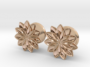 5/8" ear plugs 16mm - Flowers - 11 petals in 14k Rose Gold Plated Brass