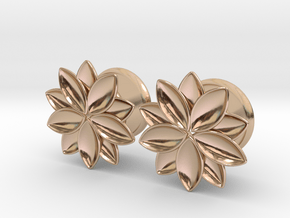 Flower - 10 petals - 5/8" ear plugs 16mm in 14k Rose Gold Plated Brass