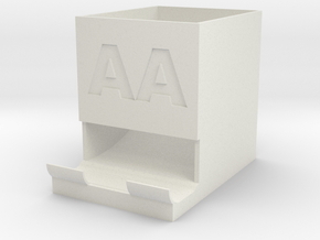 AA Battery holder and dispenser in White Natural Versatile Plastic