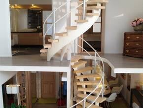 Spiral Staircase in 1:12 in White Natural Versatile Plastic