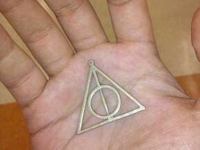 deathly hallows harry potter pendant no spin in Polished Bronzed Silver Steel