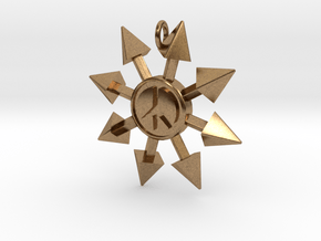 Chaos Star with Peace symbol in Natural Brass
