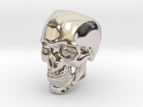 Human Skull Ring size 12 in Rhodium Plated Brass