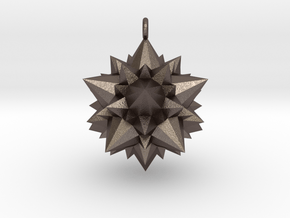 Great Rhombicosidodecahedron 3,7cm in Polished Bronzed Silver Steel