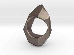Stone Ring  in Polished Bronzed Silver Steel