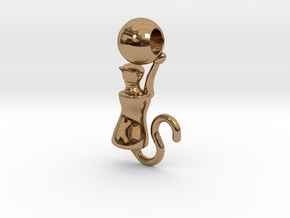 Playful Cat with Ball in Polished Brass