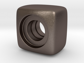 Fidget Cube Spinner - Solid in Polished Bronzed Silver Steel