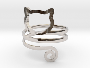Cat Wrap Ring in Rhodium Plated Brass: 7 / 54