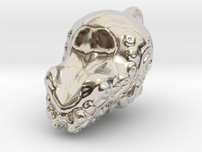 Mayan skull pendant in Rhodium Plated Brass