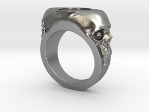 Skull Signet Ring blank size 12 in Natural Silver
