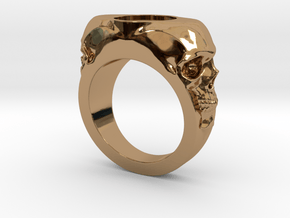 Skull Signet Ring blank size 12 in Polished Brass