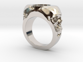 Skull Signet Ring blank size 12 in Rhodium Plated Brass