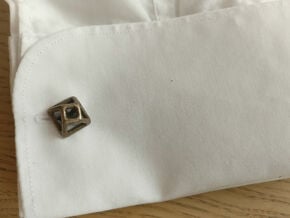 Square Cufflink Twisted in Polished Bronze Steel