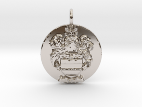 Mather Family Crest Pendant in Rhodium Plated Brass