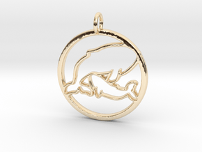 Nursing Baby Whale with Mama; pendant in 14k Gold Plated Brass