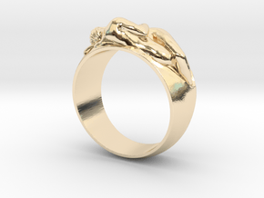 Ring Hugging Nude Couple in 14K Yellow Gold: 6 / 51.5