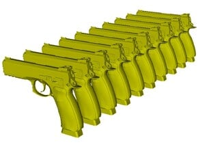 1/15 scale Ceska Zbrojovka CZ-75 pistols x 10 in Clear Ultra Fine Detail Plastic