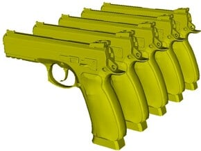 1/15 scale Ceska Zbrojovka CZ-75 pistols x 5 in Clear Ultra Fine Detail Plastic