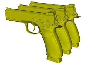 1/15 scale Ceska Zbrojovka CZ-75 pistols x 3 in Clear Ultra Fine Detail Plastic