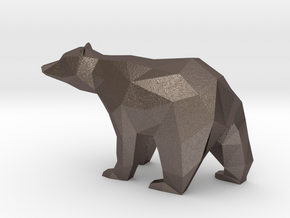 Low Poly Bear in Polished Bronzed Silver Steel